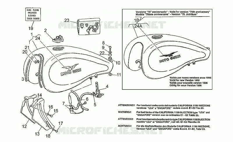 Reservoir carburant MOTO GUZZI MOTO-GUZZI-MOTORCYCLES 1100 CALIFORNIA 1996  California