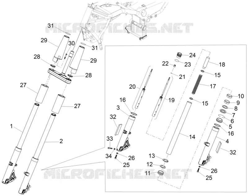 Fourche avant Sachs MOTO GUZZI MOTO-GUZZI-MOTORCYCLES 1400 CALIFORNIA 2012  California Touring ABS