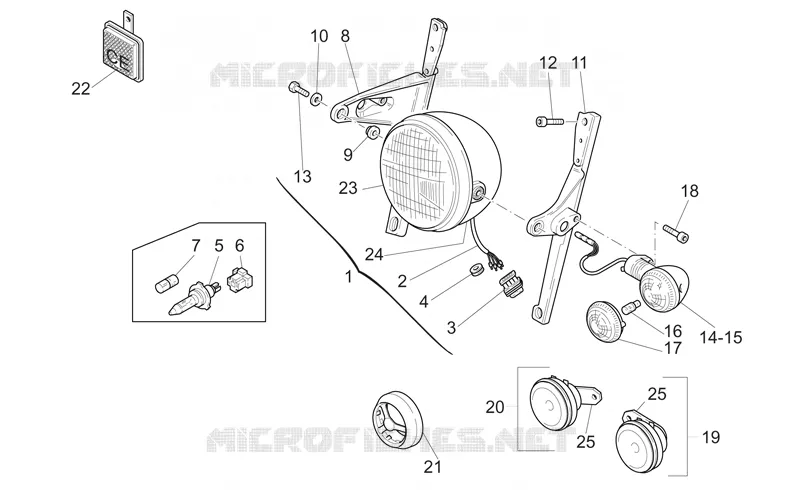 Feux avant MOTO GUZZI MOTO-GUZZI-MOTORCYCLES 1100 CALIFORNIA 2003  California Aluminium - Titanium PI