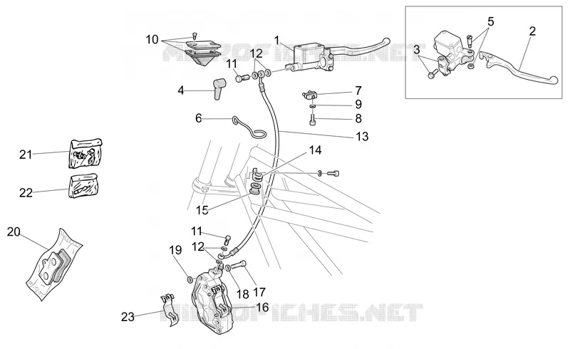 Sys.frein avant d. MOTO GUZZI MOTO-GUZZI-MOTORCYCLES 1100 CALIFORNIA 2004  California Aluminium - Titanium PI