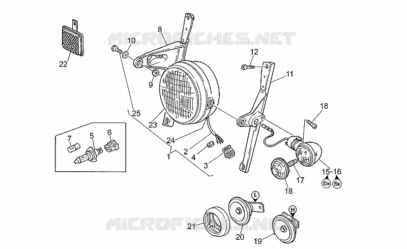 Phare avant-Klaxon MOTO GUZZI MOTO-GUZZI-MOTORCYCLES 1100 CALIFORNIA 1998  California EV (V11 EV USA)