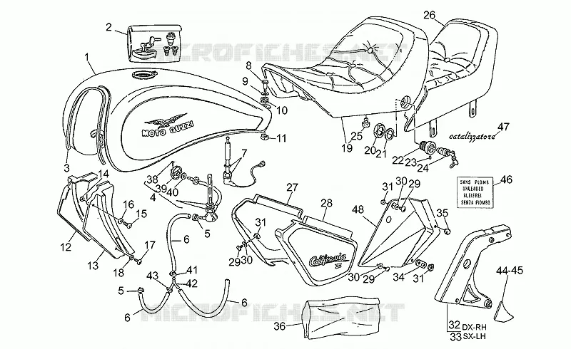 Car.-selle (d.ch.Vw14081) MOTO GUZZI MOTO-GUZZI-MOTORCYCLES 1000 CALIFORNIA 1988  California III Carburatori