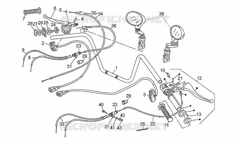 Guidon-commande 1e série MOTO GUZZI MOTO-GUZZI-MOTORCYCLES 1000 CALIFORNIA 1988  California III Carburatori