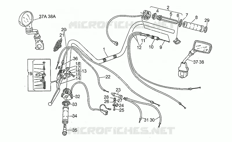 Guidon-commandes 2e série MOTO GUZZI MOTO-GUZZI-MOTORCYCLES 1000 CALIFORNIA 1991  California III Carburatori