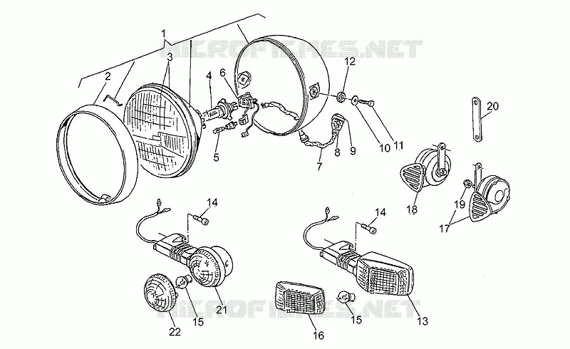Phare avant-Klaxon MOTO GUZZI MOTO-GUZZI-MOTORCYCLES 1000 CALIFORNIA 1991  California III Iniezione