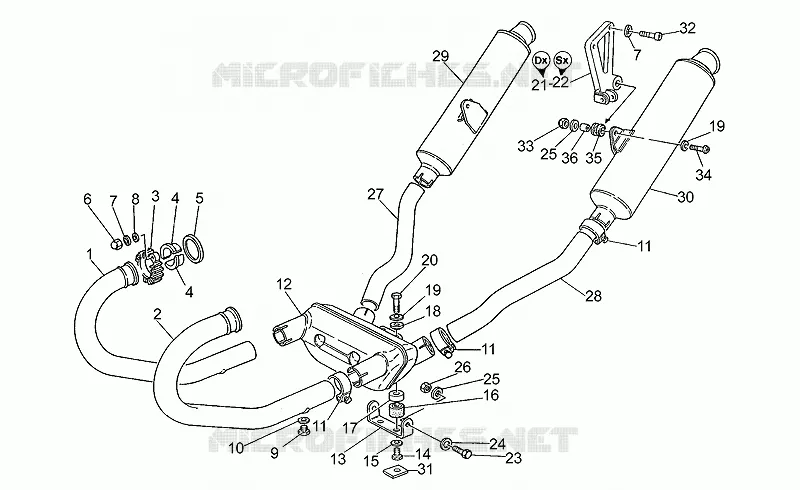 Groupe echappement MOTO GUZZI MOTO-GUZZI-MOTORCYCLES 1000 DAYTONA 1998  Daytona RS