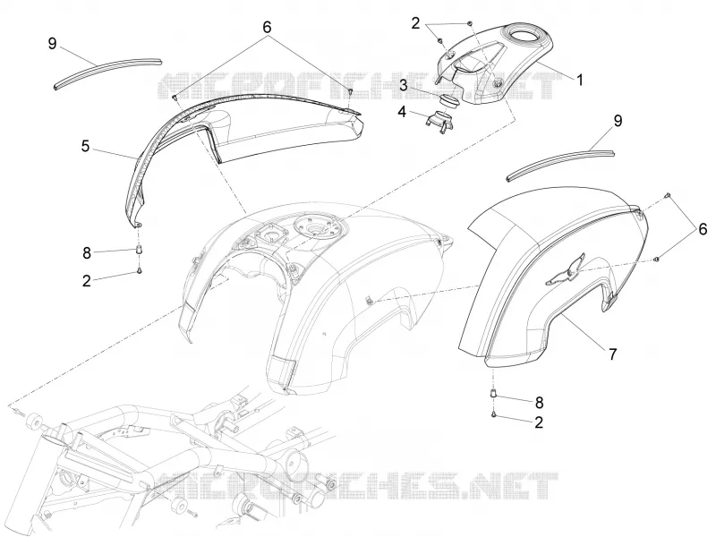 Couvre-réservoir MOTO GUZZI MOTO-GUZZI-MOTORCYCLES 1380 MGX-21 2016  MGX 21 FLYING FORTRESS