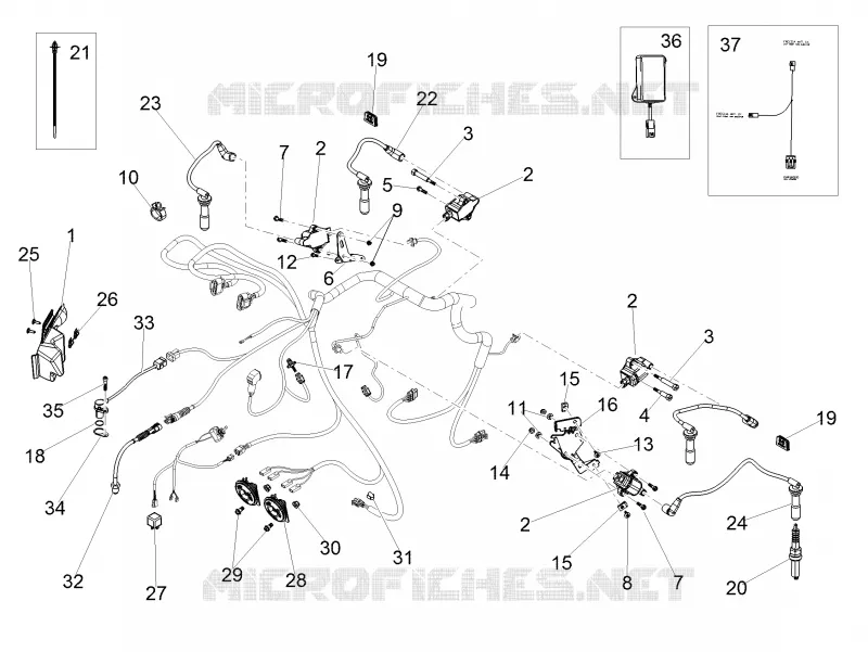 Circuit electrique AV MOTO GUZZI MOTO-GUZZI-MOTORCYCLES 1380 MGX-21 2016  MGX 21 FLYING FORTRESS