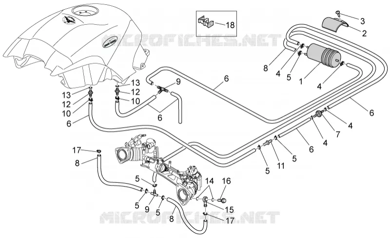 Sys.récup.vap.ess. MOTO GUZZI MOTO-GUZZI-MOTORCYCLES 1200 NORGE 2016  Norge IE 8V