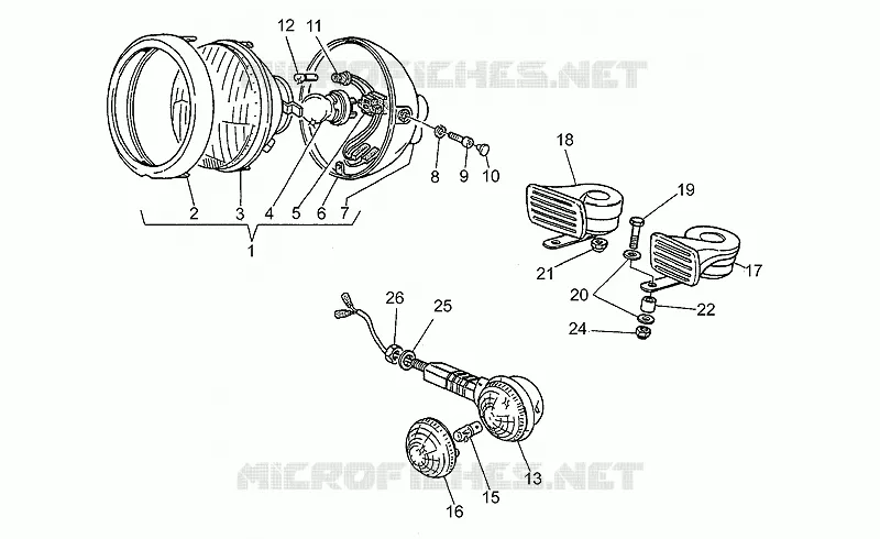 Phare avant-Klaxon MOTO GUZZI MOTO-GUZZI-MOTORCYCLES 1000 S 1994  S 1000