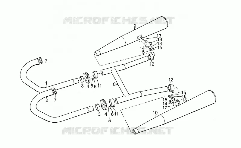 Groupe echappement MOTO GUZZI MOTO-GUZZI-MOTORCYCLES 1000 SP 1987  SP II 1000