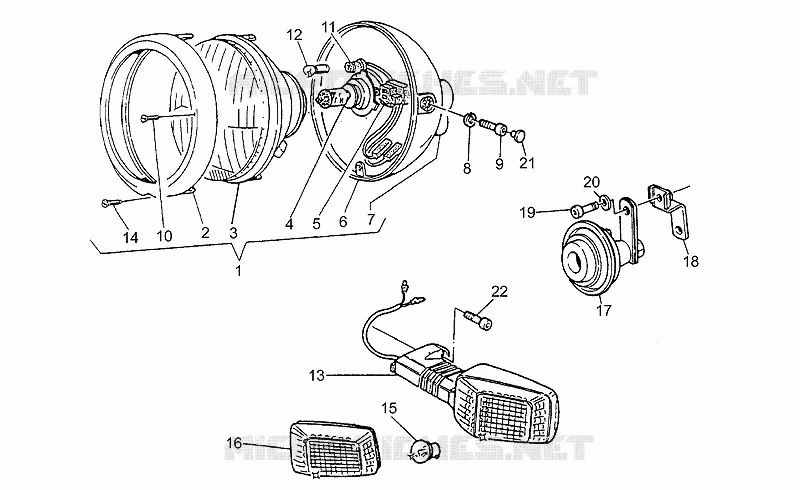 Phare avant-Klaxon MOTO GUZZI MOTO-GUZZI-MOTORCYCLES 750 STRADA 1995  Strada