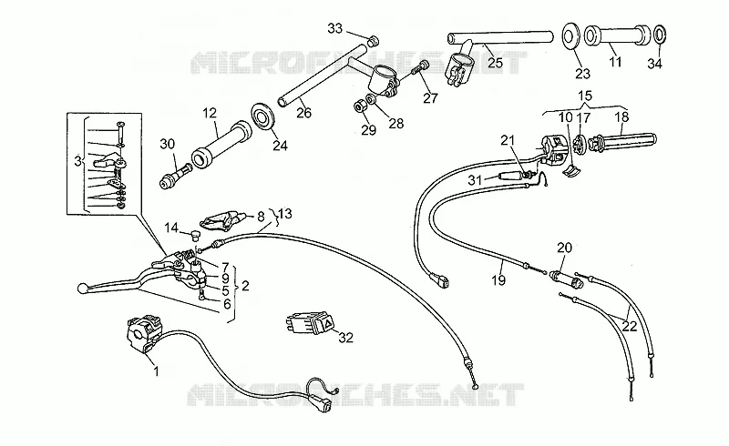 Guidon - Commandes MOTO GUZZI MOTO-GUZZI-MOTORCYCLES 750 TARGA 1990  Targa