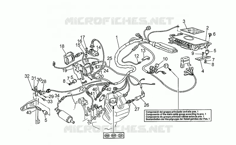 Circuit electrique MOTO GUZZI MOTO-GUZZI-MOTORCYCLES 1000 V10 1997  V 10 Centauro