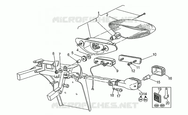 Feu arrière MOTO GUZZI MOTO-GUZZI-MOTORCYCLES 1000 V10 1999  V 10 Centauro