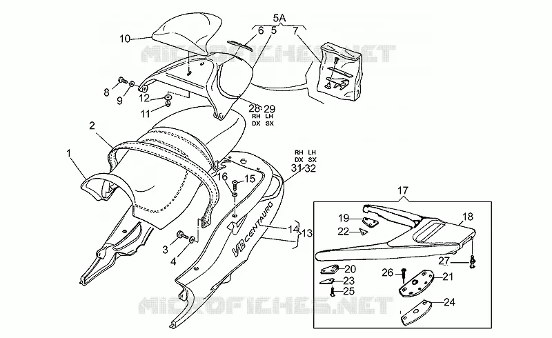Selle-Carrosserie cent. MOTO GUZZI MOTO-GUZZI-MOTORCYCLES 1000 V10 1998  V 10 Centauro