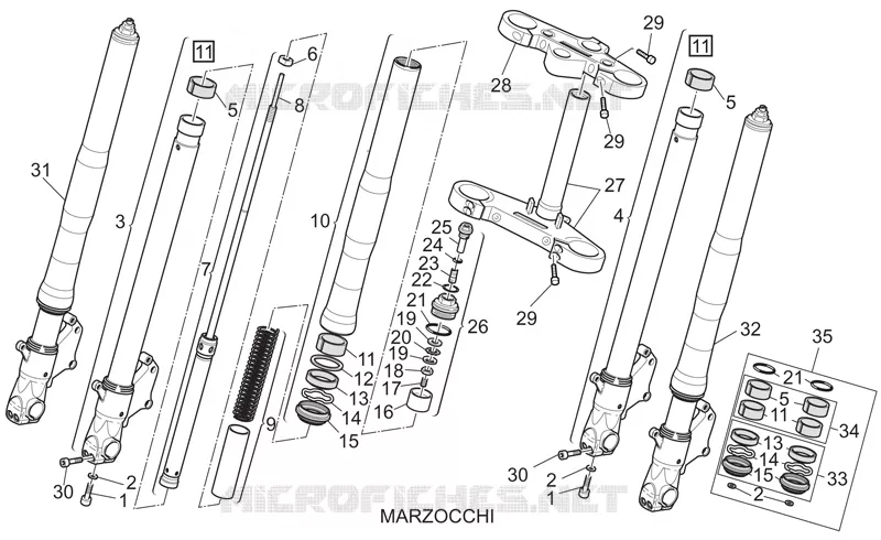 Fourche Av. II Marzocchi MOTO GUZZI MOTO-GUZZI-MOTORCYCLES 1100 V11 2004  V 11 Le Mans