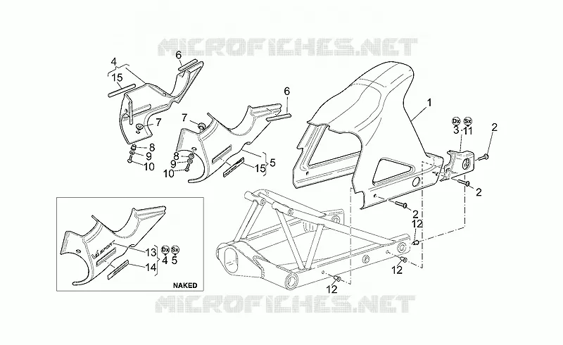 Carrosserie posterieure MOTO GUZZI MOTO-GUZZI-MOTORCYCLES 1100 V11 2002  V 11 Le Mans - Sport Naked