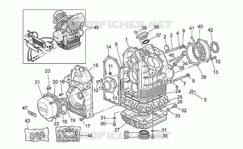 Carter moteur MOTO GUZZI MOTO-GUZZI-MOTORCYCLES 1100 V11 2001  V 11 Sport - Mandello