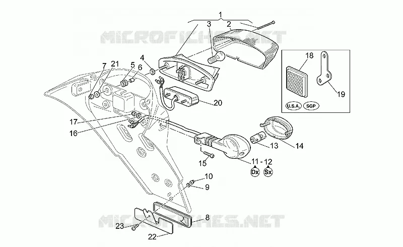 Feu arrière MOTO GUZZI MOTO-GUZZI-MOTORCYCLES 1100 V11 2000  V 11 Sport - Mandello