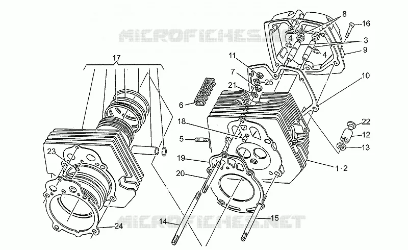 Culasse - Cylindre - Piston MOTO GUZZI MOTO-GUZZI-MOTORCYCLES 350 V35 1992  V 35 Carabinieri/PA