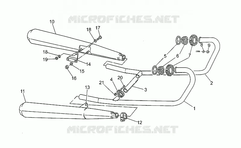 Groupe echappement MOTO GUZZI MOTO-GUZZI-MOTORCYCLES 350 V35 1993  V 35 Carabinieri/PA
