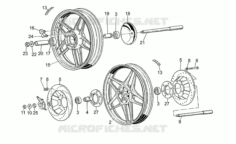 Roues MOTO GUZZI MOTO-GUZZI-MOTORCYCLES 350 V35 1984  V 35 C - V 50 C