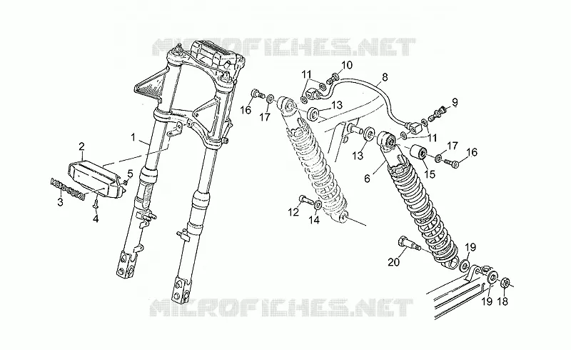 Suspension avant/arriere MOTO GUZZI MOTO-GUZZI-MOTORCYCLES 350 V35 1986  V 35 C - V 50 C
