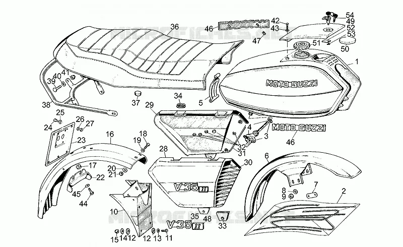 Carrosserie MOTO GUZZI MOTO-GUZZI-MOTORCYCLES 350 V35 1981  V 35 II