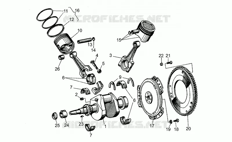 Arbre moteur MOTO GUZZI MOTO-GUZZI-MOTORCYCLES 350 V35 1977  V 35 Acc. Elettronica
