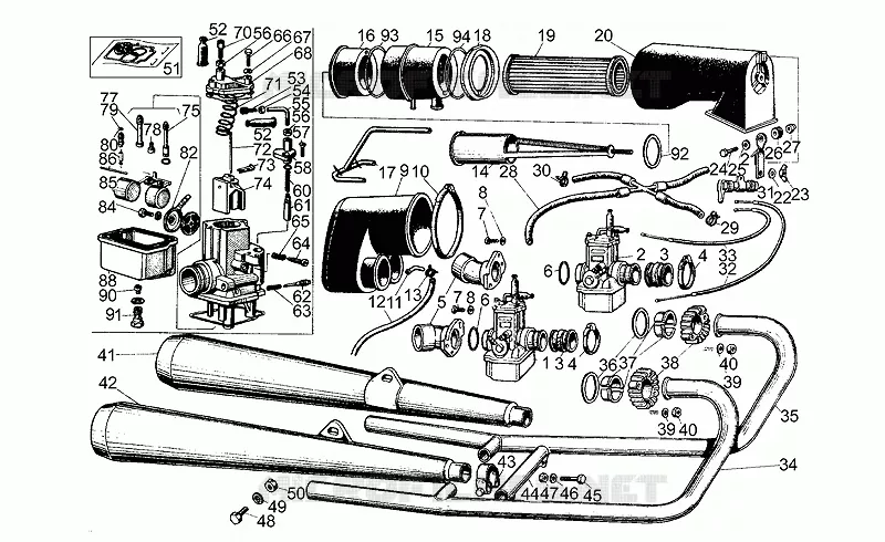 Aspiration-échappement MOTO GUZZI MOTO-GUZZI-MOTORCYCLES 500 V50 1978  V 50 Acc. Elettronica