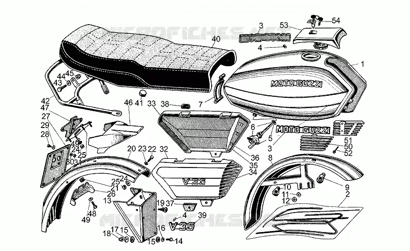 Carrosserie MOTO GUZZI MOTO-GUZZI-MOTORCYCLES 350 V35 1979  V 35 Acc. Elettronica