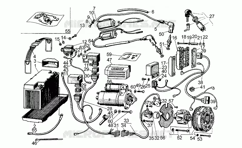 Circuit electrique MOTO GUZZI MOTO-GUZZI-MOTORCYCLES 350 V35 1980  V 35 Acc. Elettronica