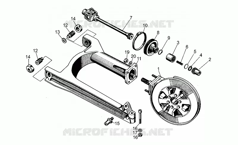 Fourche arriere MOTO GUZZI MOTO-GUZZI-MOTORCYCLES 500 V50 1978  V 50 Acc. Elettronica