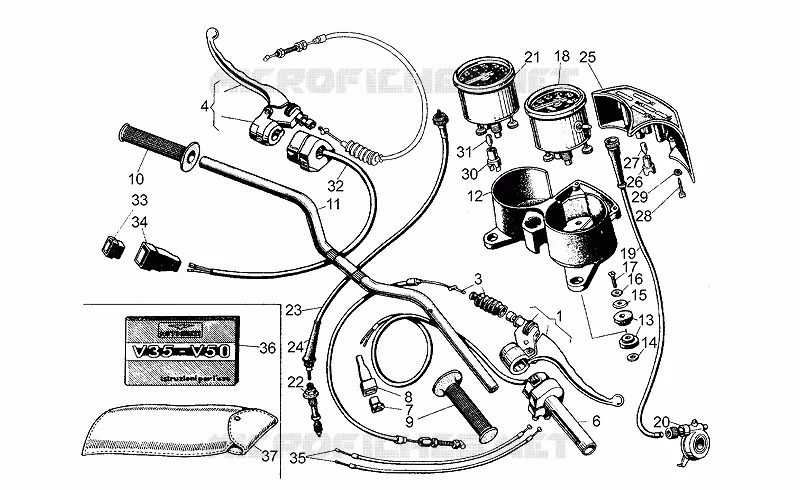 Guidon - Commandes MOTO GUZZI MOTO-GUZZI-MOTORCYCLES 350 V35 1979  V 35 Acc. Elettronica