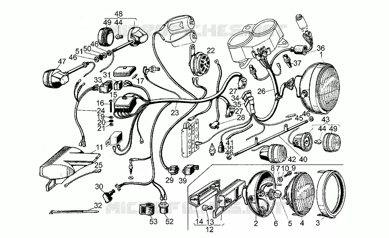 Phares-klaxon MOTO GUZZI MOTO-GUZZI-MOTORCYCLES 350 V35 1979  V 35 Acc. Elettronica