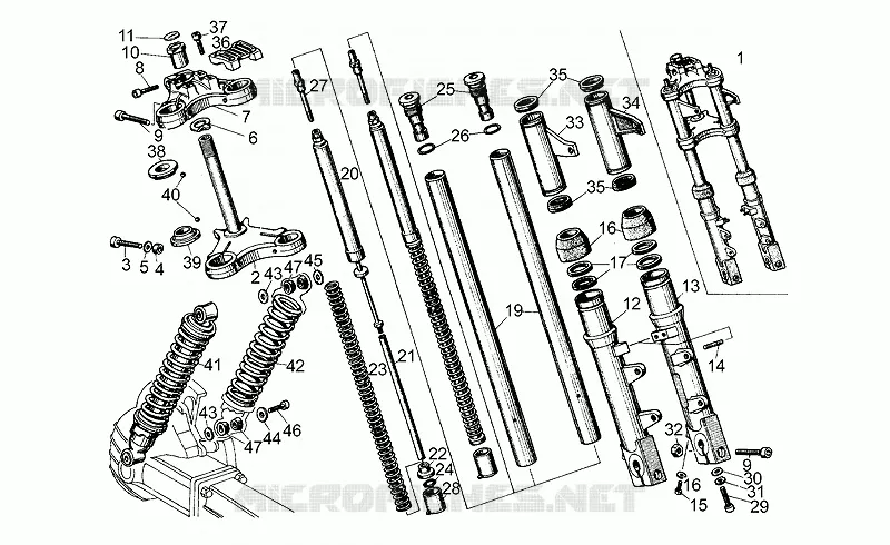 Suspension avant/arriere MOTO GUZZI MOTO-GUZZI-MOTORCYCLES 500 V50 1977  V 50 Acc. Elettronica