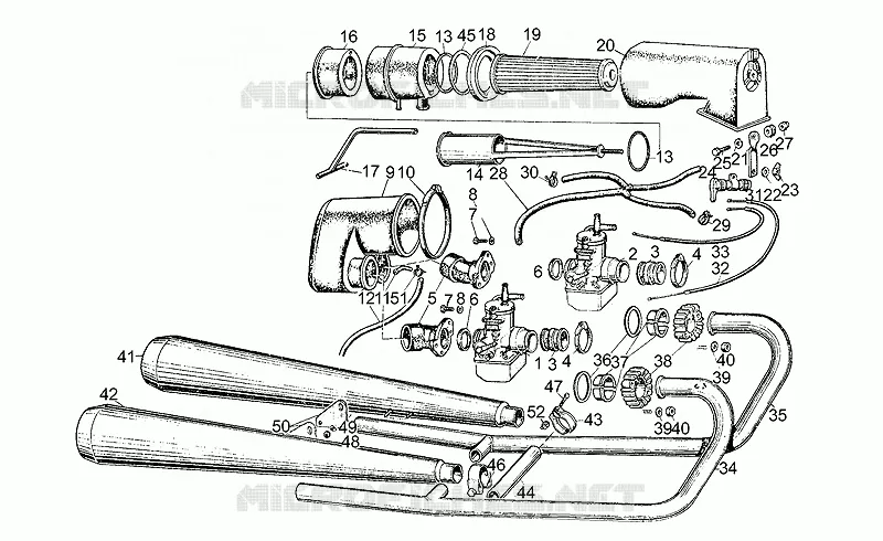Aspiration-échappement MOTO GUZZI MOTO-GUZZI-MOTORCYCLES 500 V50 1984  V 50 III