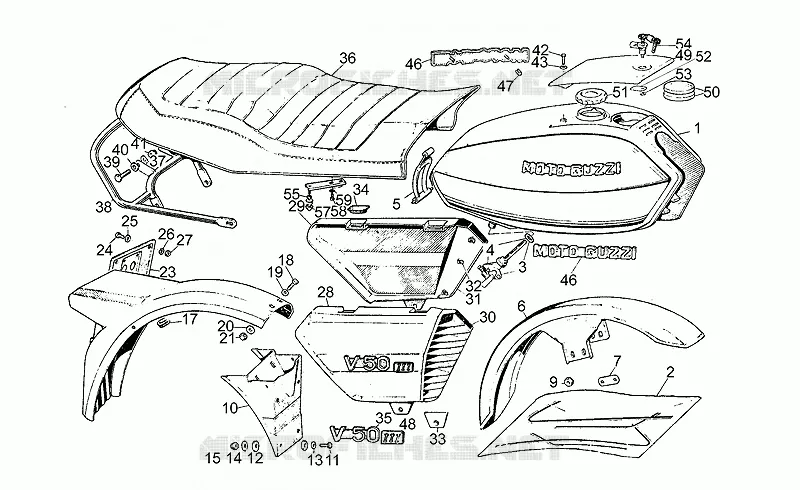 Carrosserie MOTO GUZZI MOTO-GUZZI-MOTORCYCLES 500 V50 1980  V 50 III