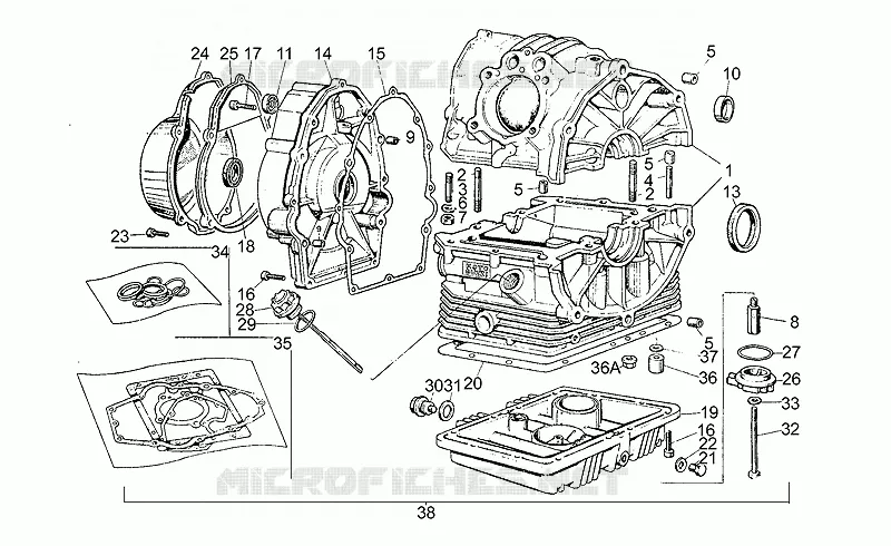 Carter moteur MOTO GUZZI MOTO-GUZZI-MOTORCYCLES 500 V50 1980  V 50 III