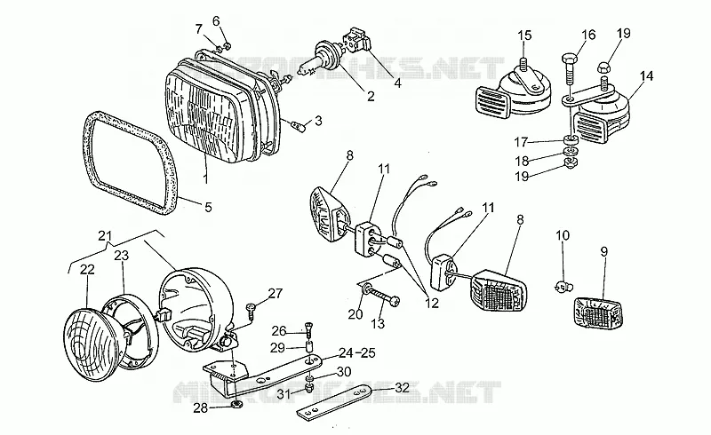 Phare avant-Klaxon MOTO GUZZI MOTO-GUZZI-MOTORCYCLES 500 V50 1994  V 50 PA