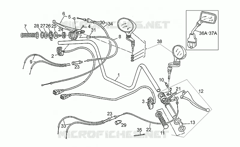 Guidon comm. Magura MOTO GUZZI MOTO-GUZZI-MOTORCYCLES 650 V65 1991  V 65 Florida