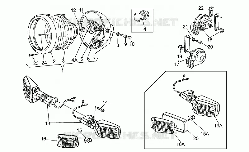 Phare avant-Klaxon MOTO GUZZI MOTO-GUZZI-MOTORCYCLES 650 V65 1992  V 65 Florida