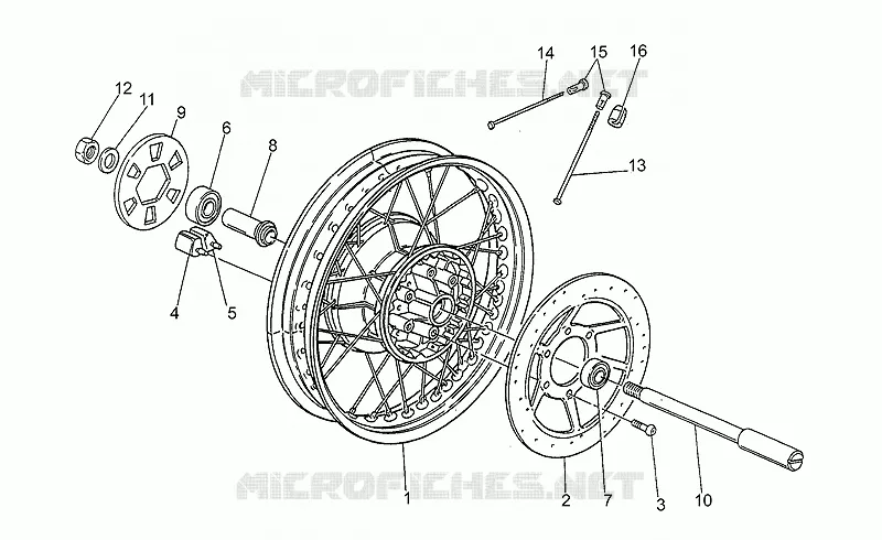 Roue AR rayons MOTO GUZZI MOTO-GUZZI-MOTORCYCLES 650 V65 1992  V 65 Florida