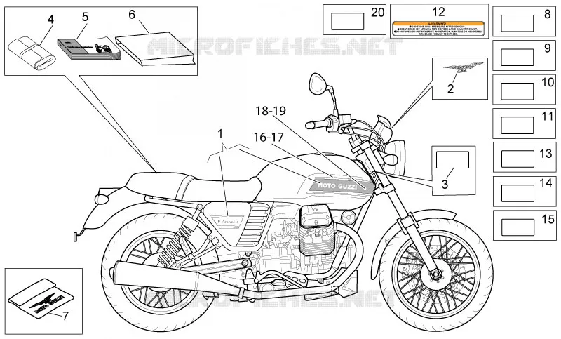 Décalco et plaquettes MOTO GUZZI MOTO-GUZZI-MOTORCYCLES 750 V7 2008  V7 Classic