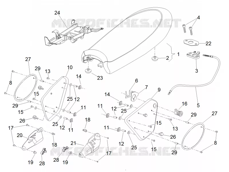 Selle-Carrosserie cent. MOTO GUZZI MOTO-GUZZI-MOTORCYCLES 750 V7 2016  V7 II Stornello ABS